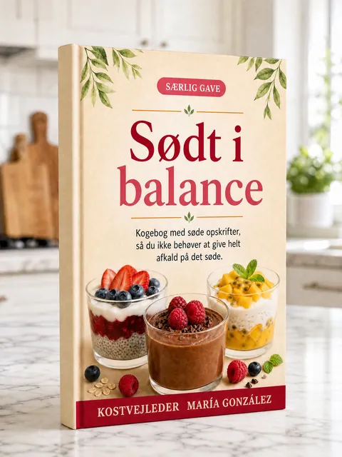 Omslaget til kogebogen Sødt i balance